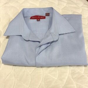 Ben-Euro‎ Dress Shirt Light Blue Striped Long Sleeve Button Up XL 17 1/2 36-37